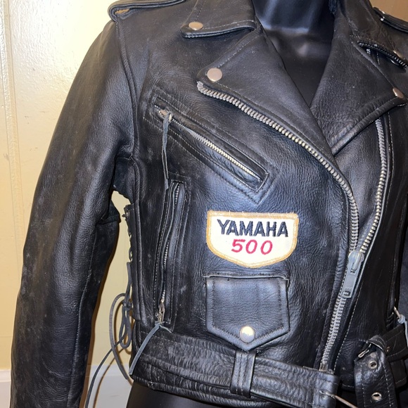 A-1 Genuine Leather Vintage Motorcycle Jacket with Patches - Picture 5 of 16